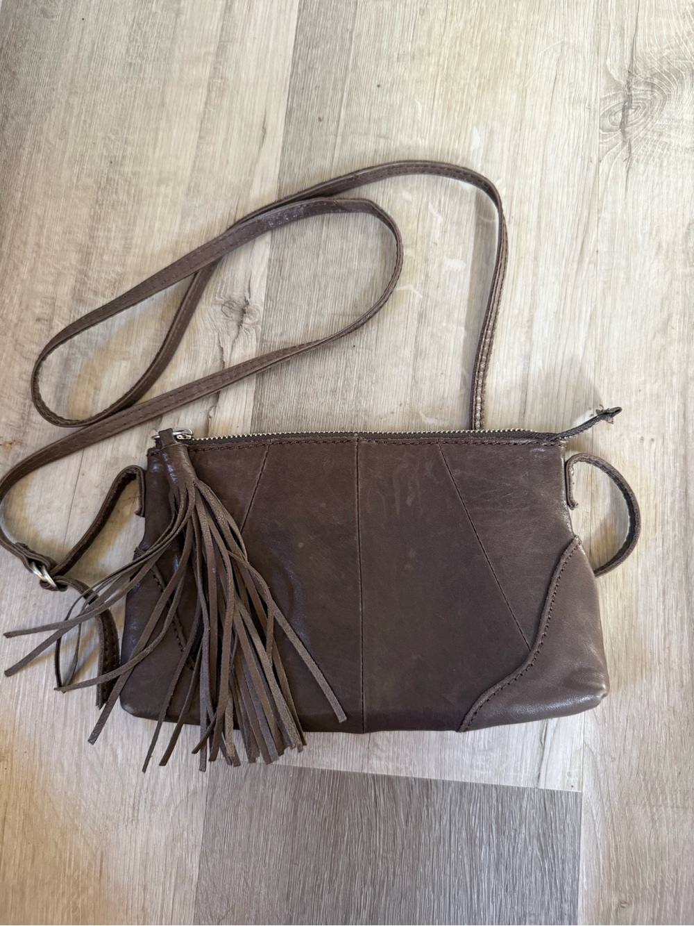Hobo Fringe Gray Crossbody